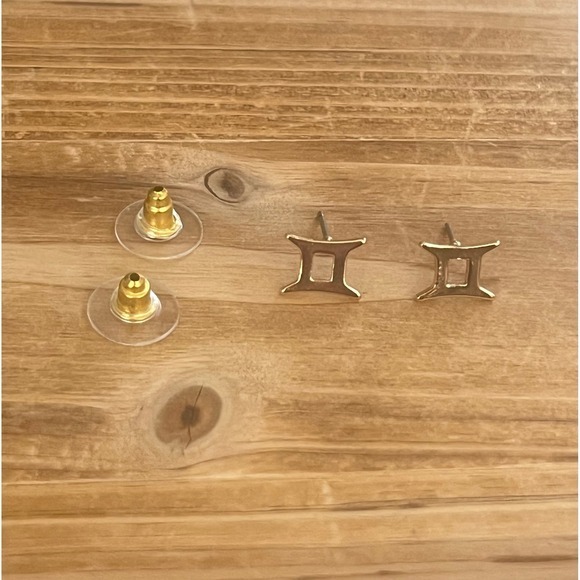 Gold Gemini Zodiac Astrology Sign Post Earrings -Small Boho Glam Chic Gift -New - Picture 4 of 15